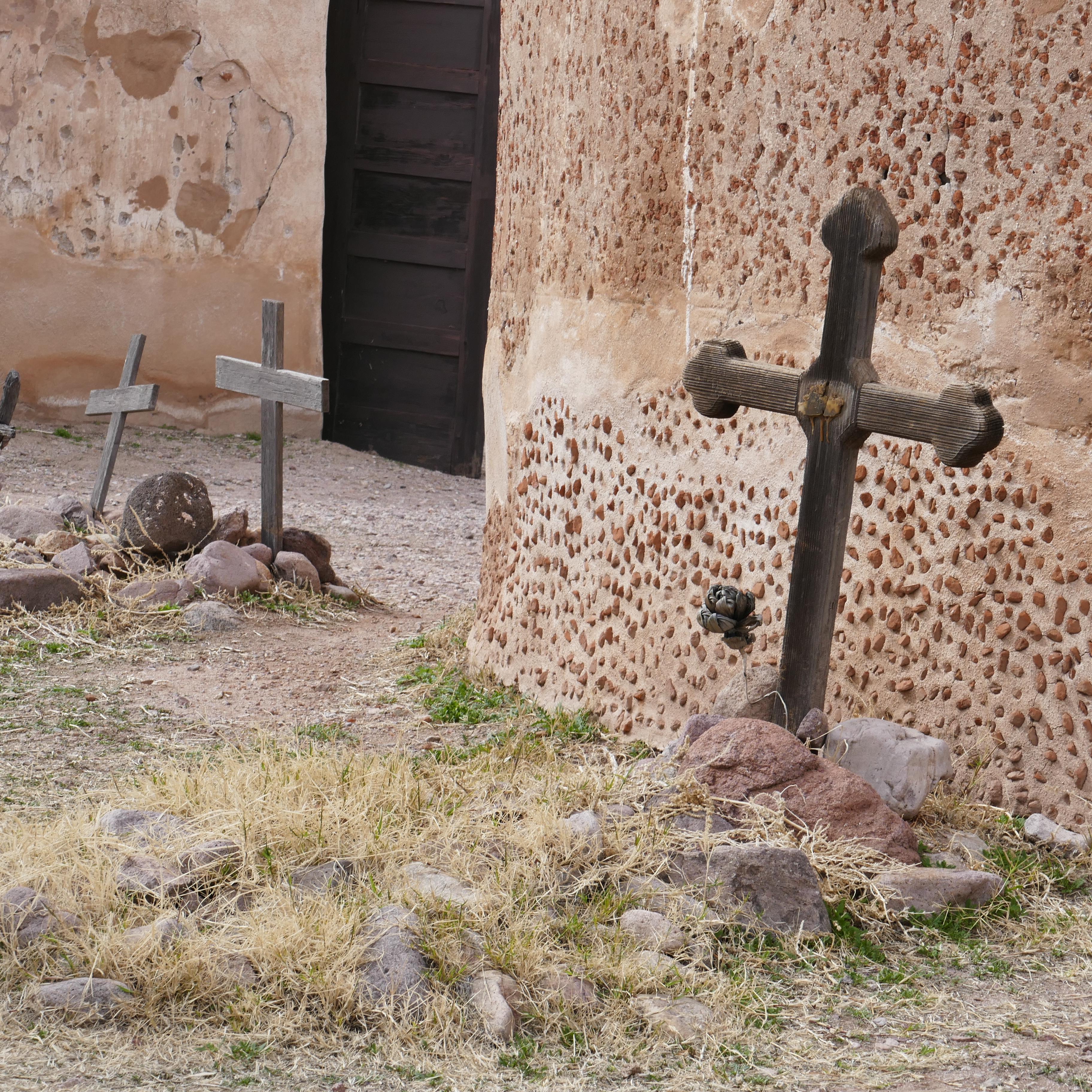 Wooden grave markers