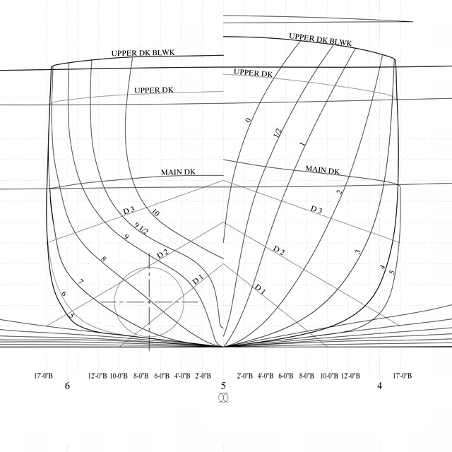 Engineering drawing of Ranger III lines and offsets