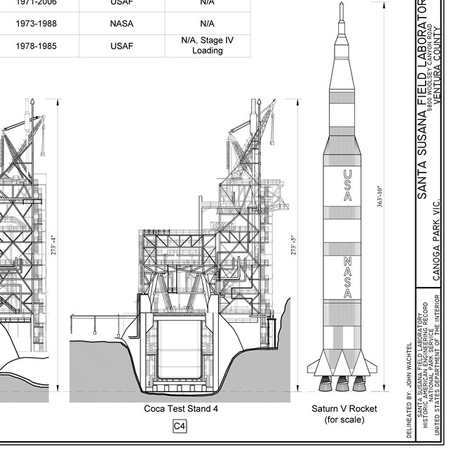 Measured drawing of rocket test stand