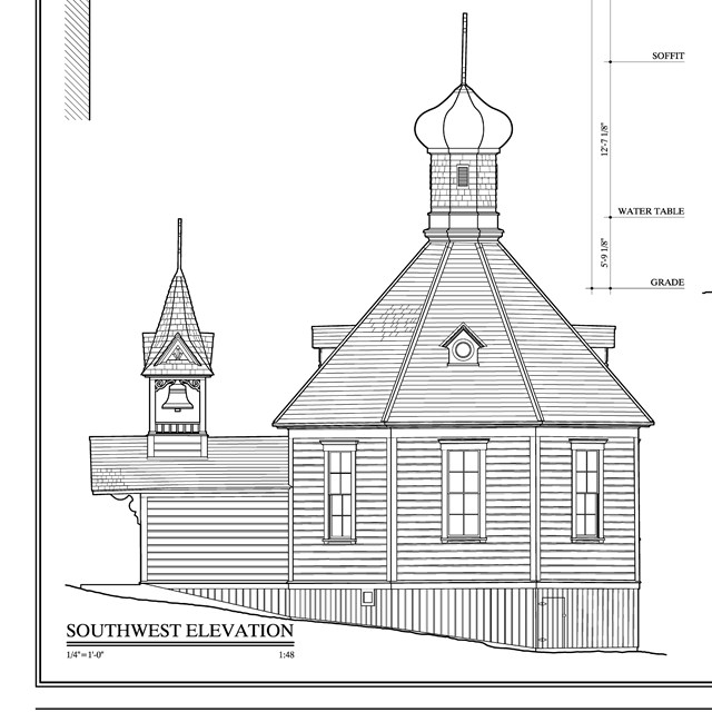 Measured drawing of church cupola