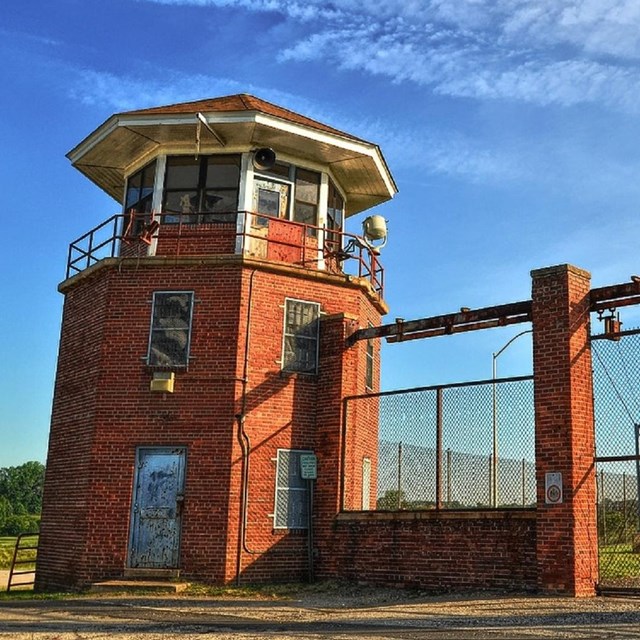 Brick guard tower. 