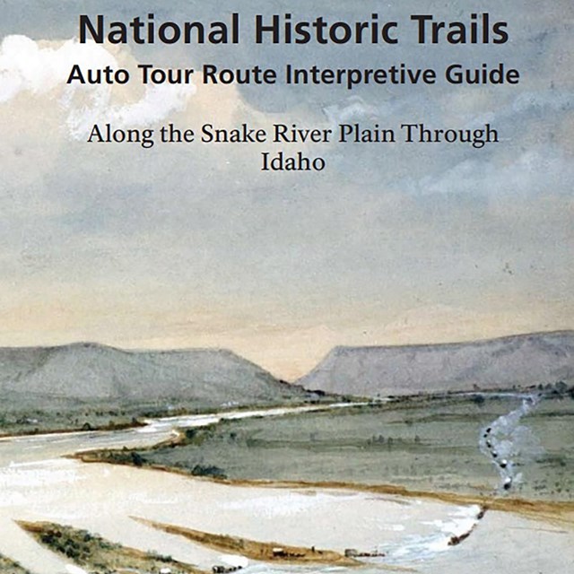 The cover of a travel guide that has an illustration of a large, wide river with a distant canyon.
