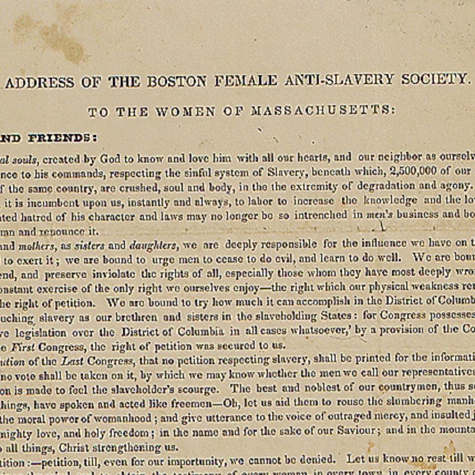 Text of an address from the society to the women of massachusetts