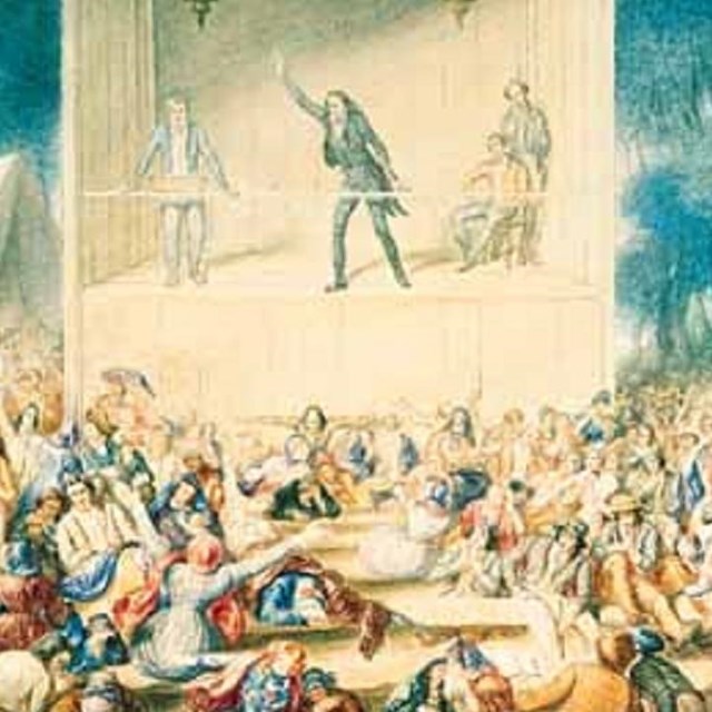 Paiting of a religious Camp Meeting, c. 1839. Library of Congress. 