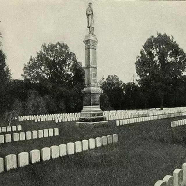 Greyscale image of a cemetery