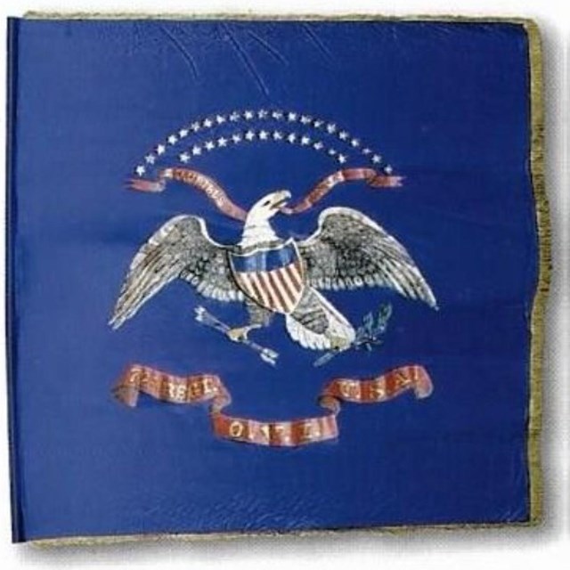 Blue flag with eagle in center