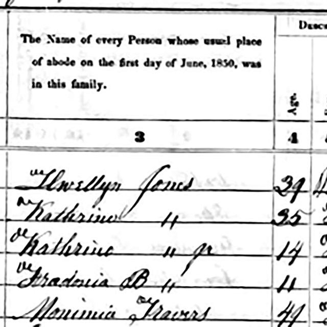 A census document with names written in cursive.