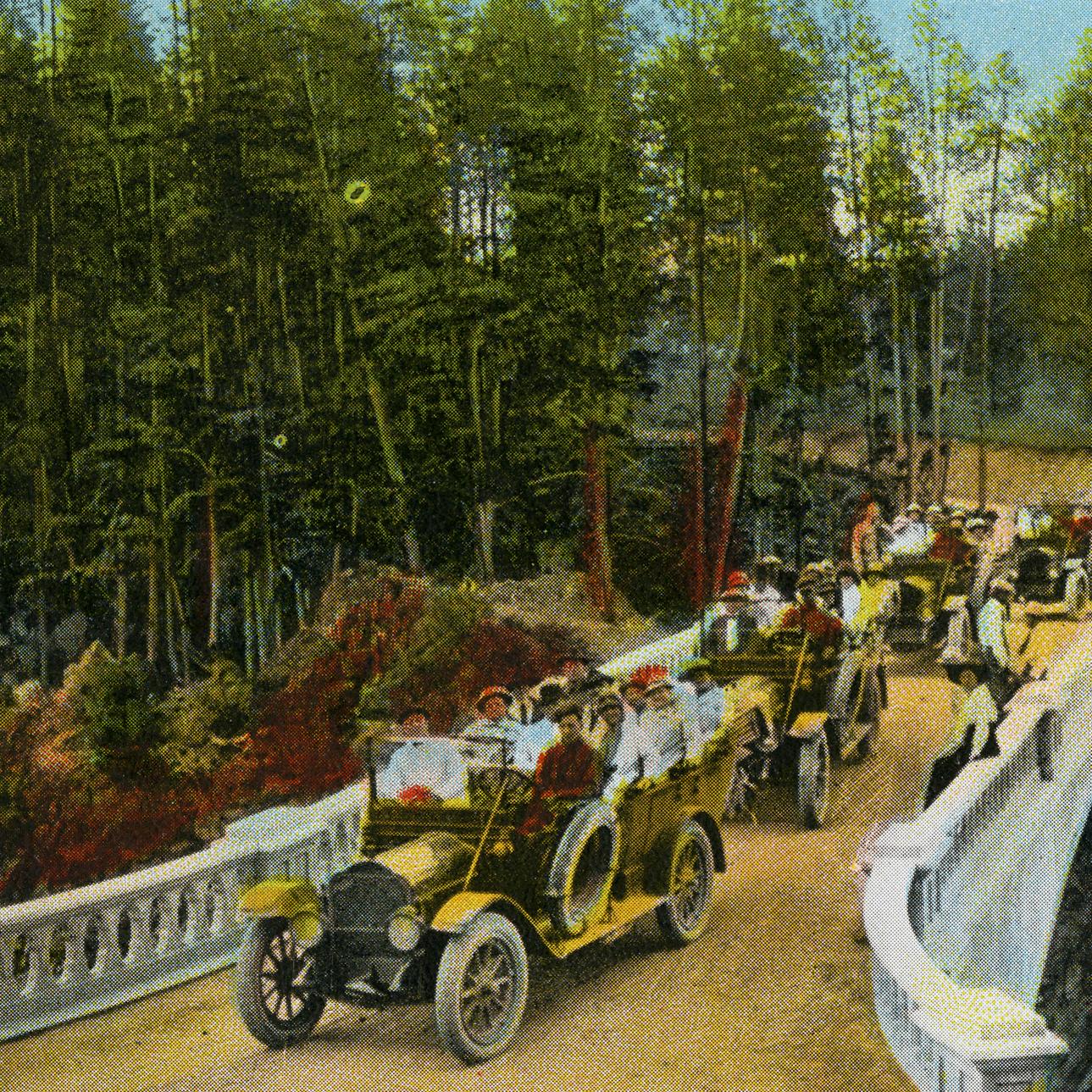  Chittenden Bridge and Auto Stages, Yellowstone Park