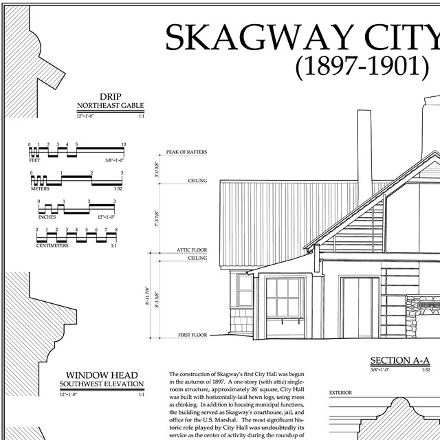 Measured drawing of small wooden building