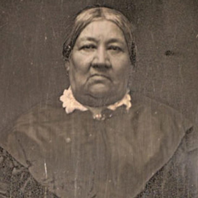 Daguerreotype of Marguerite McLoughlin was taken in her later years. NPS photo. 