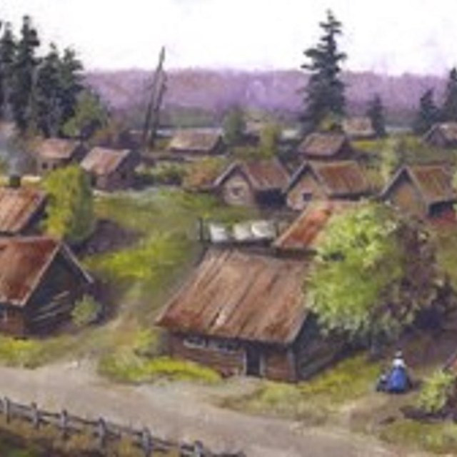Modern artist's rendering of the Village as it appeared in the 1840s. NPS Photo