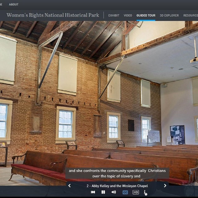 Screenshot of digital rendering of brick church
