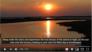 image from Assateague Island YouTube channel showing sunset on bayside of the island