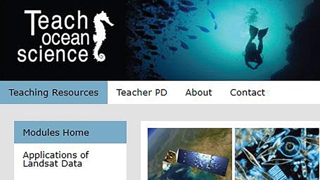photo of portion of Teach Ocean Science website