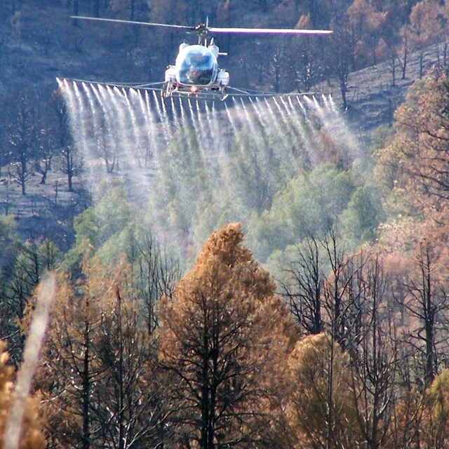 Helicopter spray project over a national park