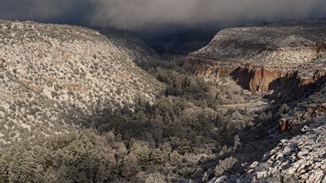 Snow in Frijoles Canyon