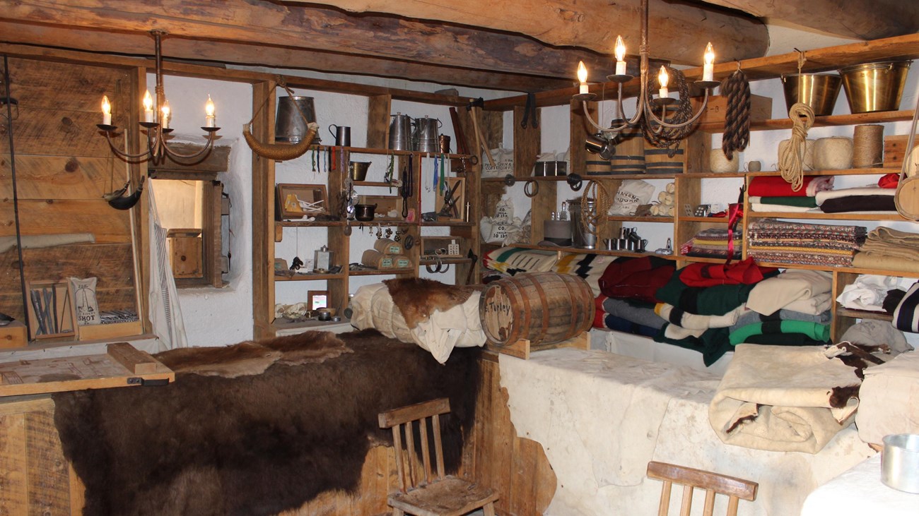 Indian Trade Room with trade goods that would have been available in the 1840's