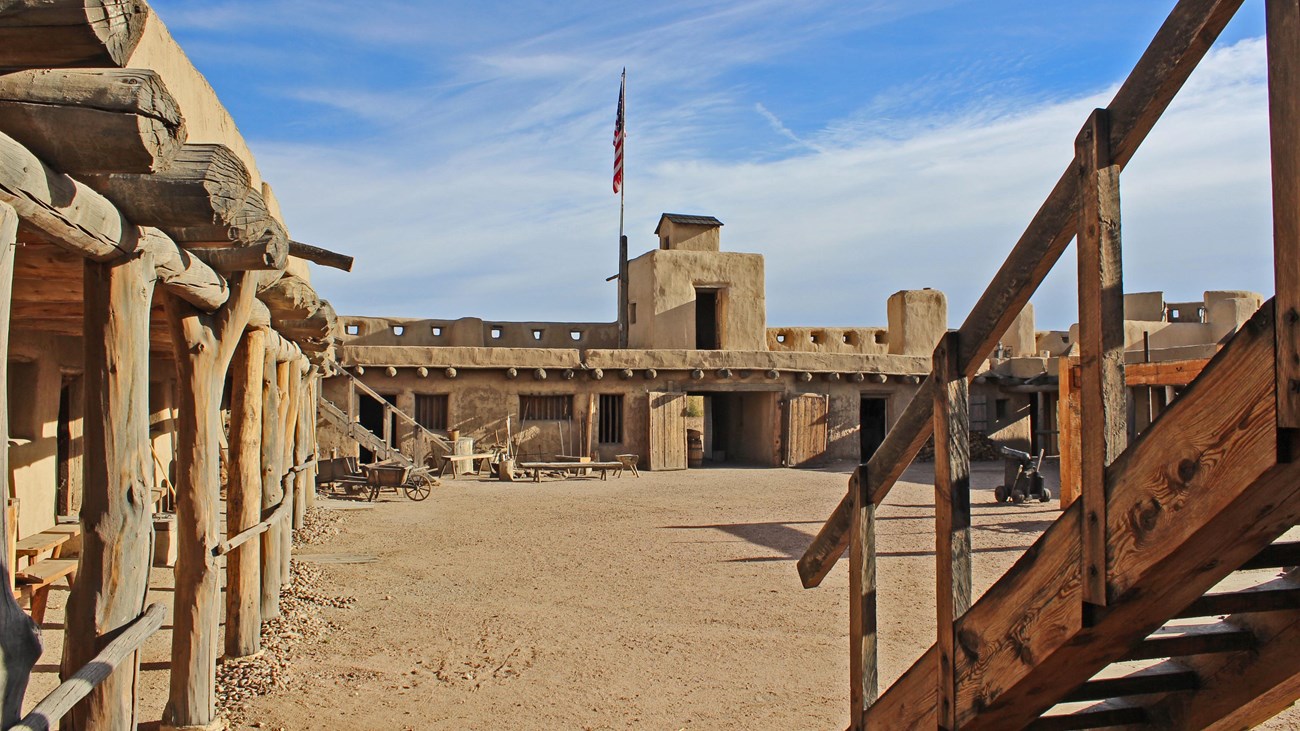 The fort plaza where work could be done