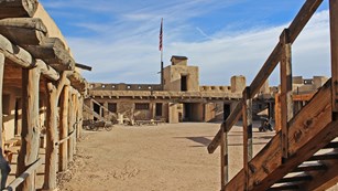 The fort plaza where work could be done