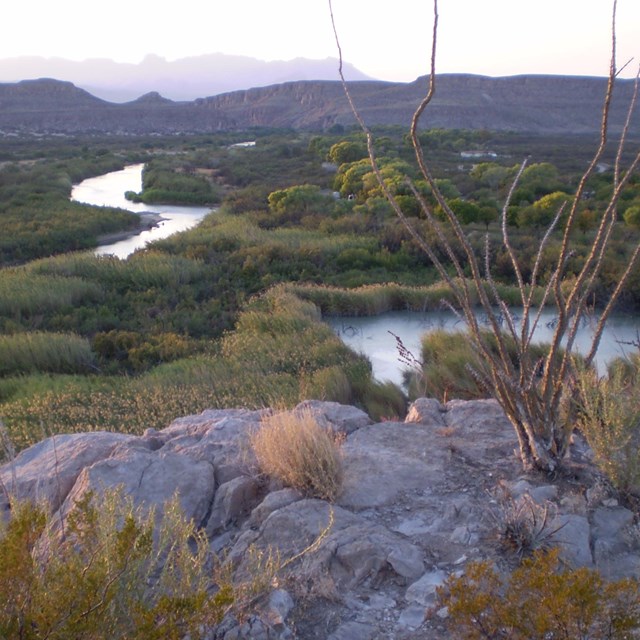 The Rio Grande winds its way through canyons and desert.