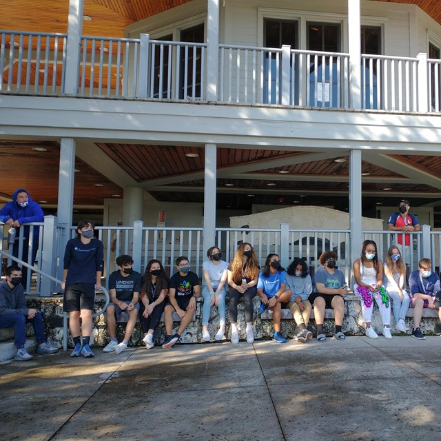 Ranger provides brief orientation to students before activities 