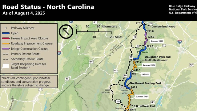 Map of planned closures, detours and estimated reopening dates for NC