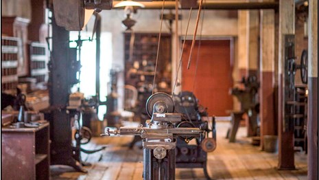 Image of machines in an old mill buidling