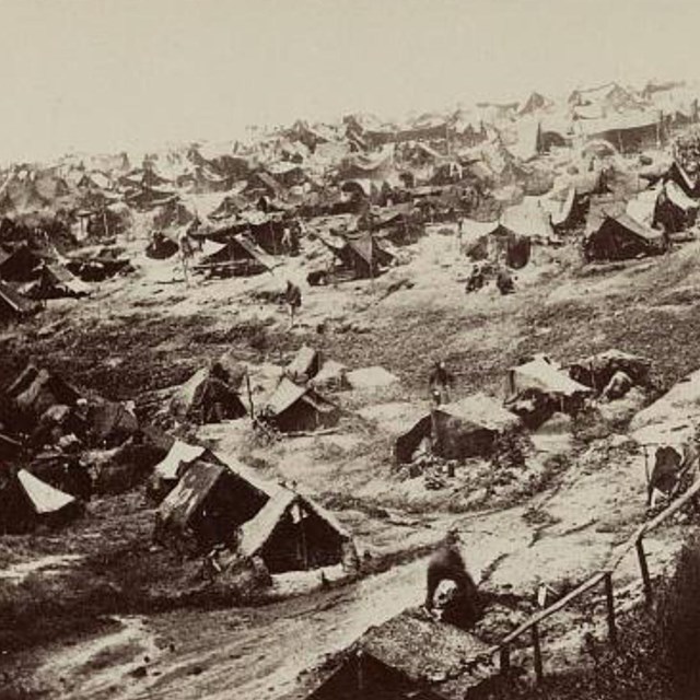Tents set up at Andersonville