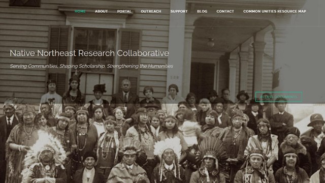 screenshot of homepage of Native Northeast Research Collaborative featuring a historical photo.