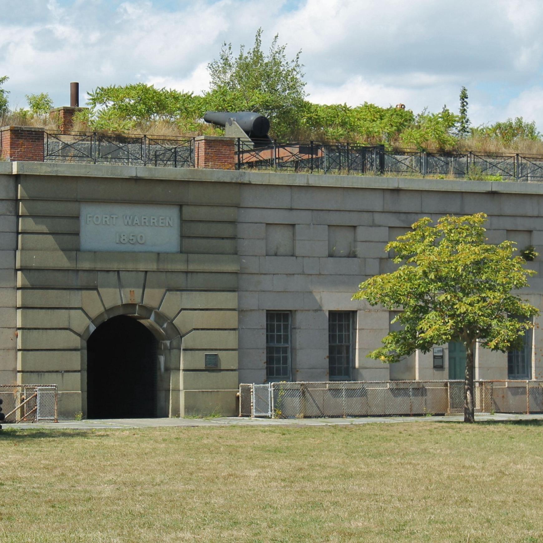 parade ground with a concrete bastion of a fort.