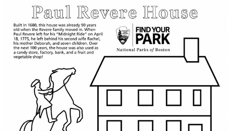 Coloring sheet of Paul Revere's House
