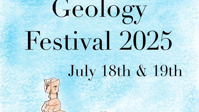 Poster with blue sky and tan colored rocks, reads Geology Festival 2025, July 18&19, Bryce Canyon NP