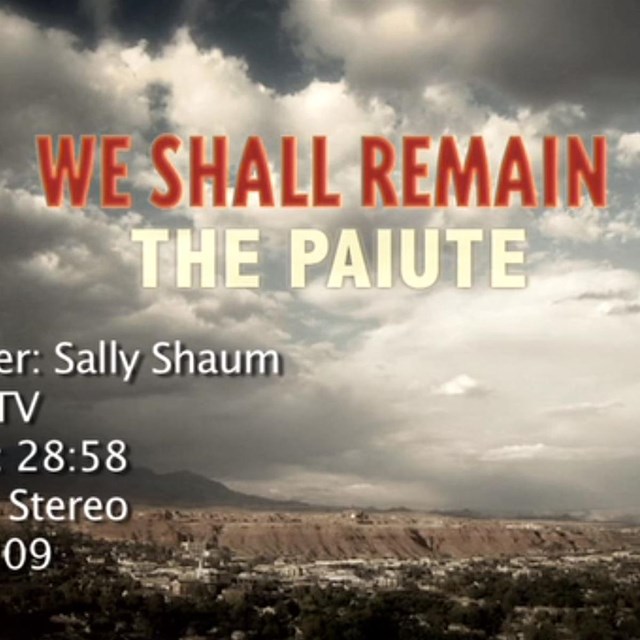 Title screen for We Shall Remain the Paiute with mountainous landscape