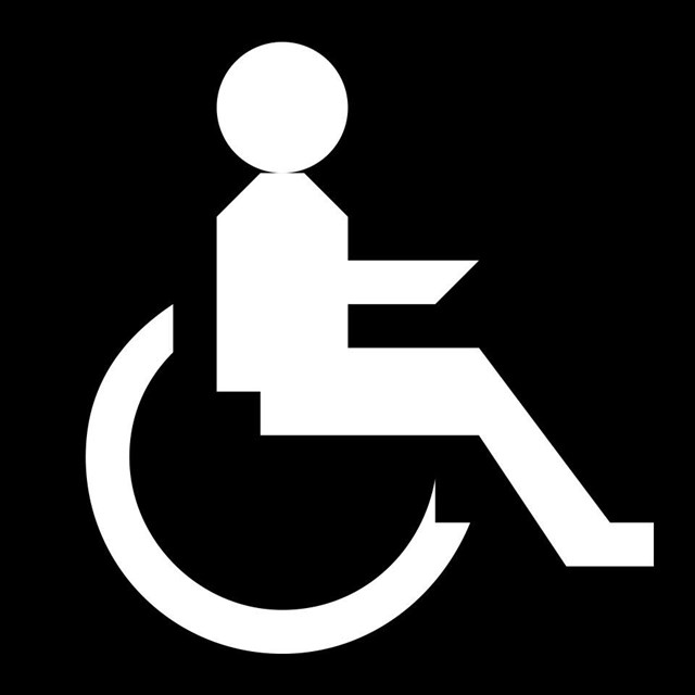 A pictograph of a wheelchair user