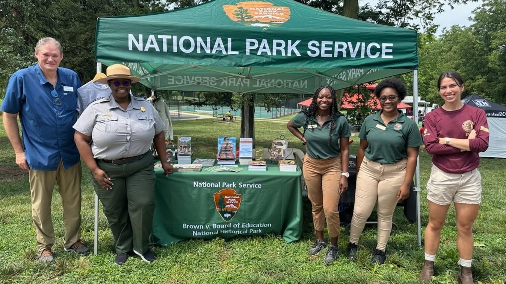 Park staff and interns at outdoor event.