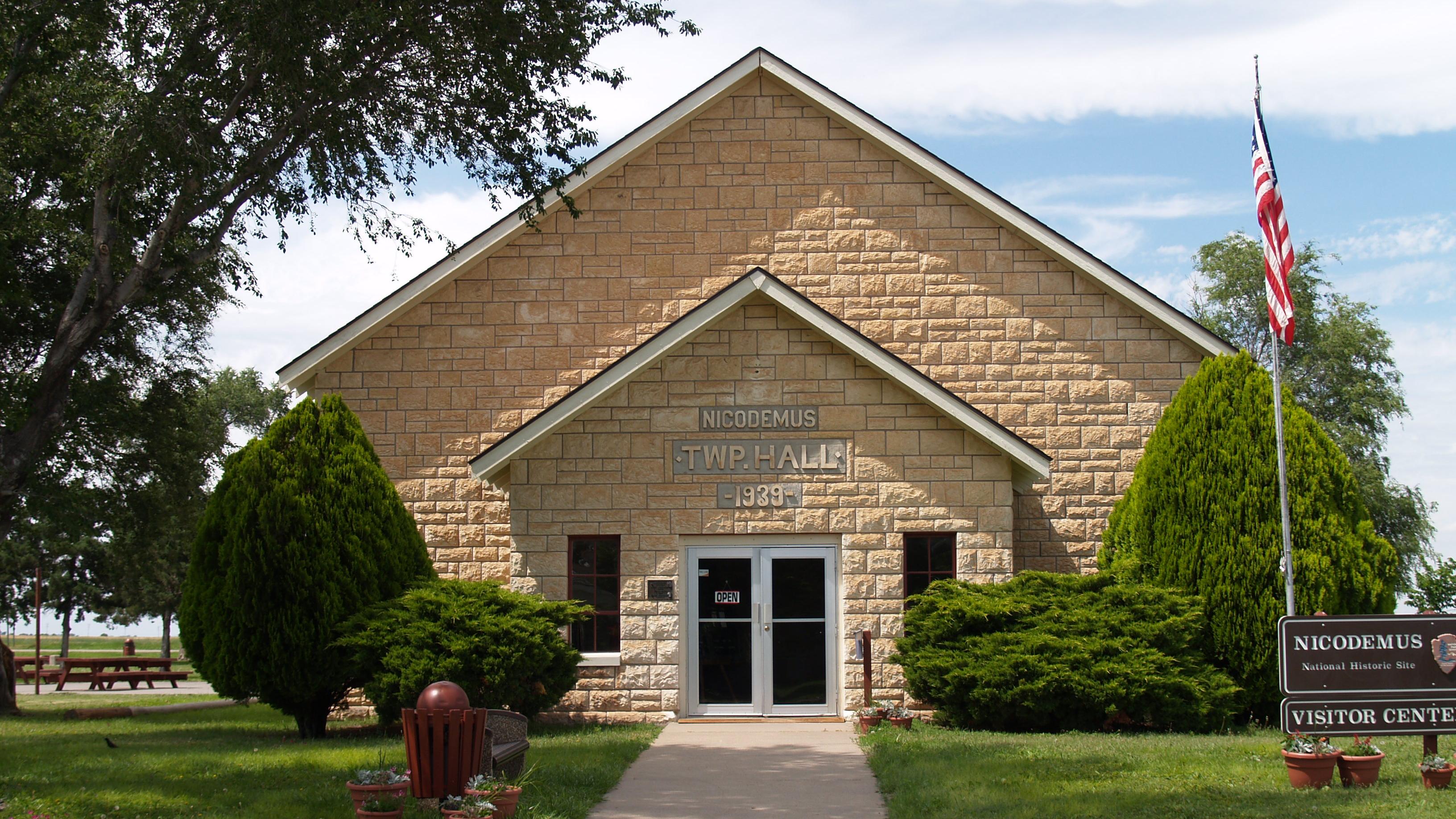 A front view of the Township Hall.