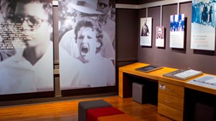 Images of Elizabeth Eckford being harassed on her way to school on display in museum