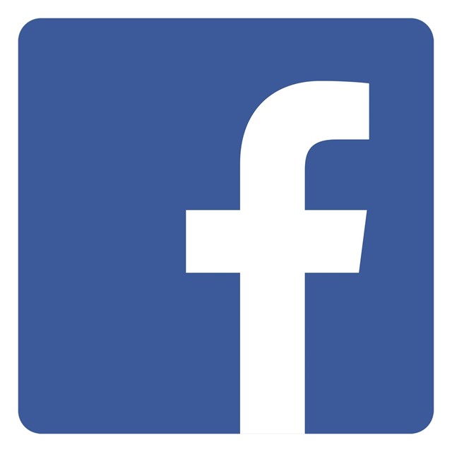 Blue and white stylized facebook logo.