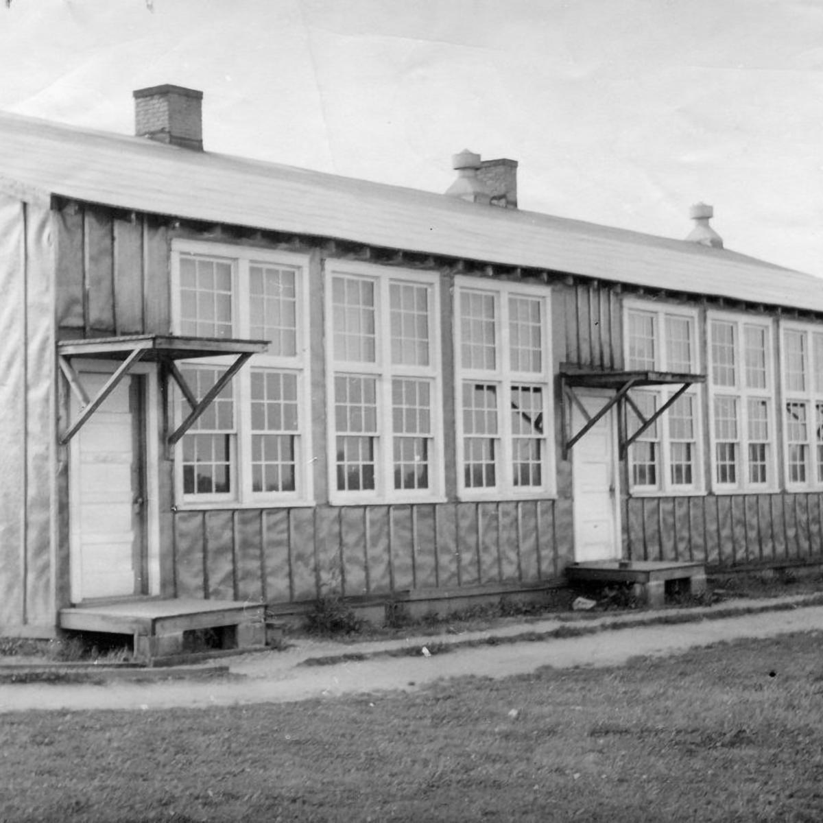 Inferior tar paper Robert Russa Moton High School building.