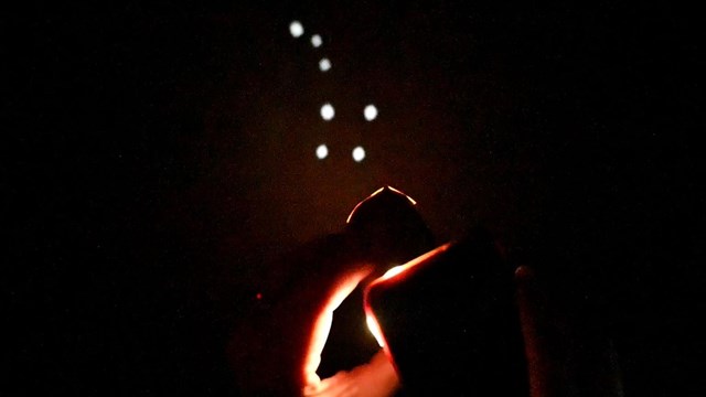 Homemade light up constellation projector displaying the little dipper.