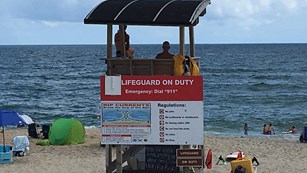 Lifeguard stand at beach