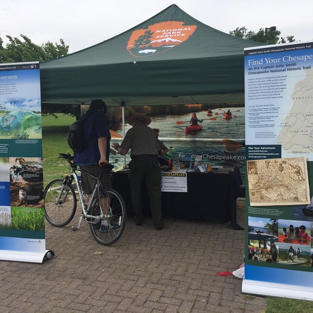 Roving ranger tent and signage. 