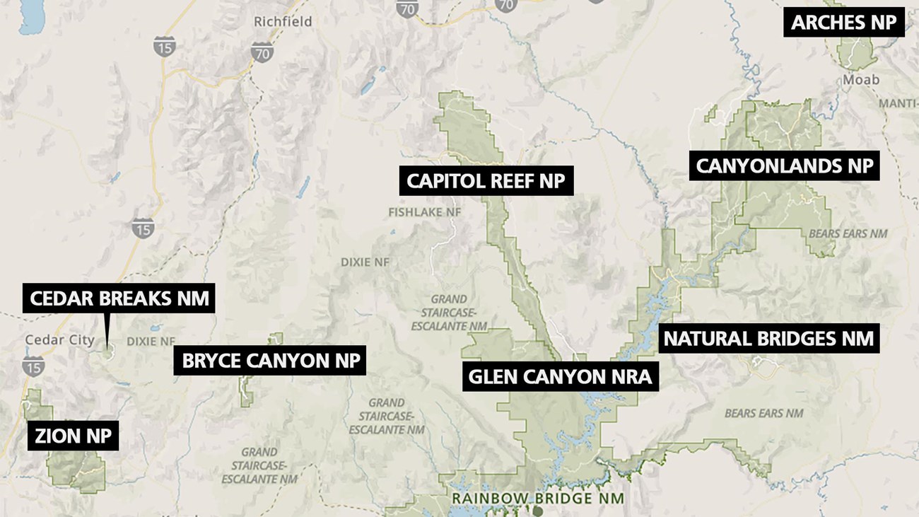 A map of southern Utah