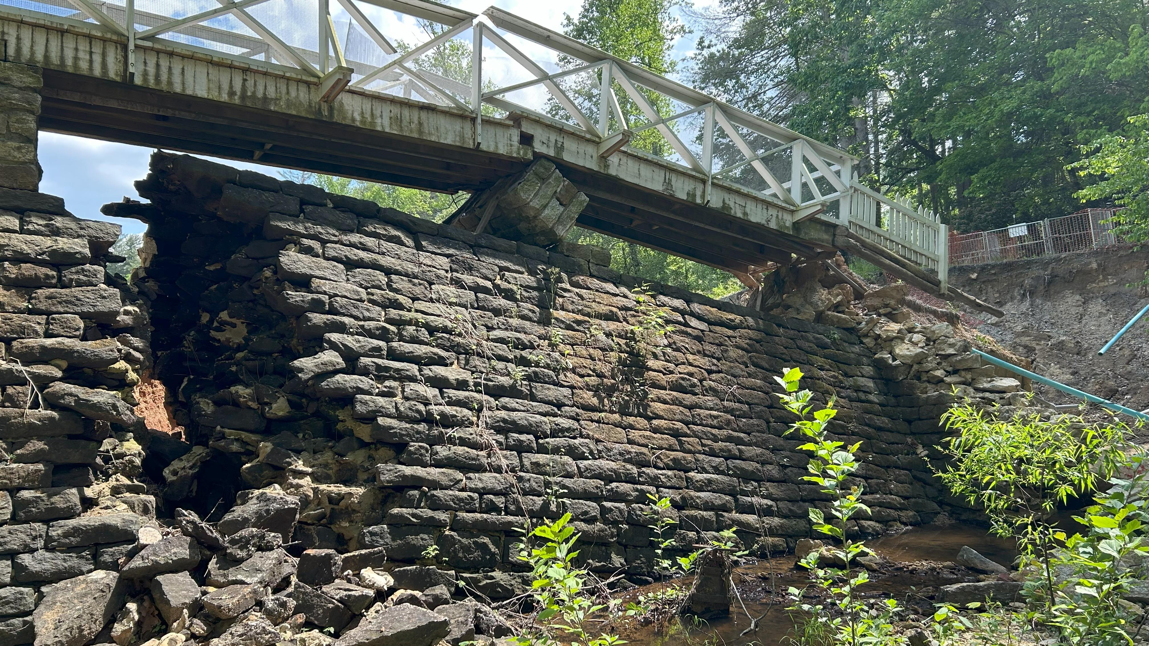 A view of a broken dam.