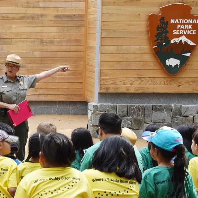 Park ranger leads students through an activity