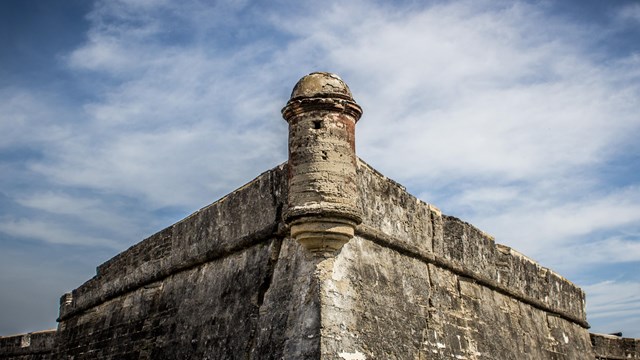 South West Bastion of the Castillo with cloudy sky in the background