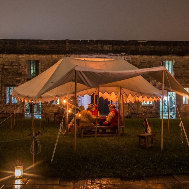 Evening program in the courtyard by candlelight