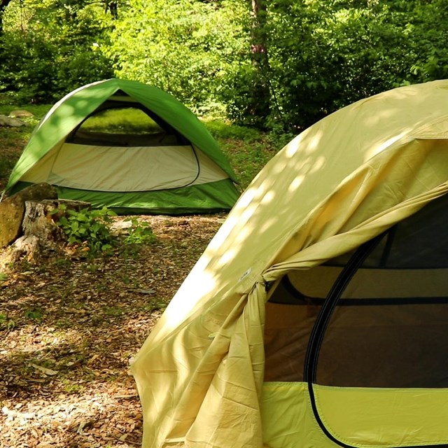 Two tents in a campground