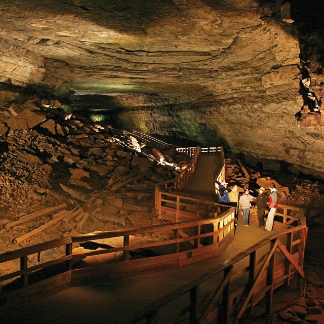  tour group in a cave