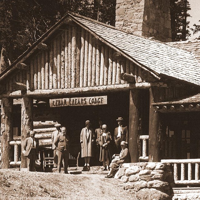 Image documenting the historic lodge that was removed from Cedar Breaks.
